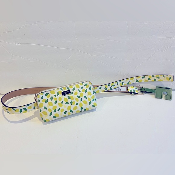 Kate Spade Top Zip Leather Belt Bag Lemons Trendy Large Xlarge XL Chic Luxe Cute - Picture 2 of 10